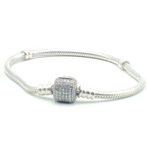 Pandora Moments Sterling Silver Charm Bracelet With Sparkling Pave Clasp